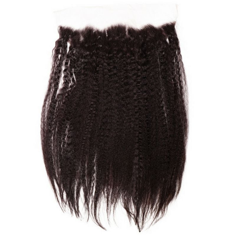 Kinky Straight 13x4 Transparent Lace Human Hair Frontal by Private Label