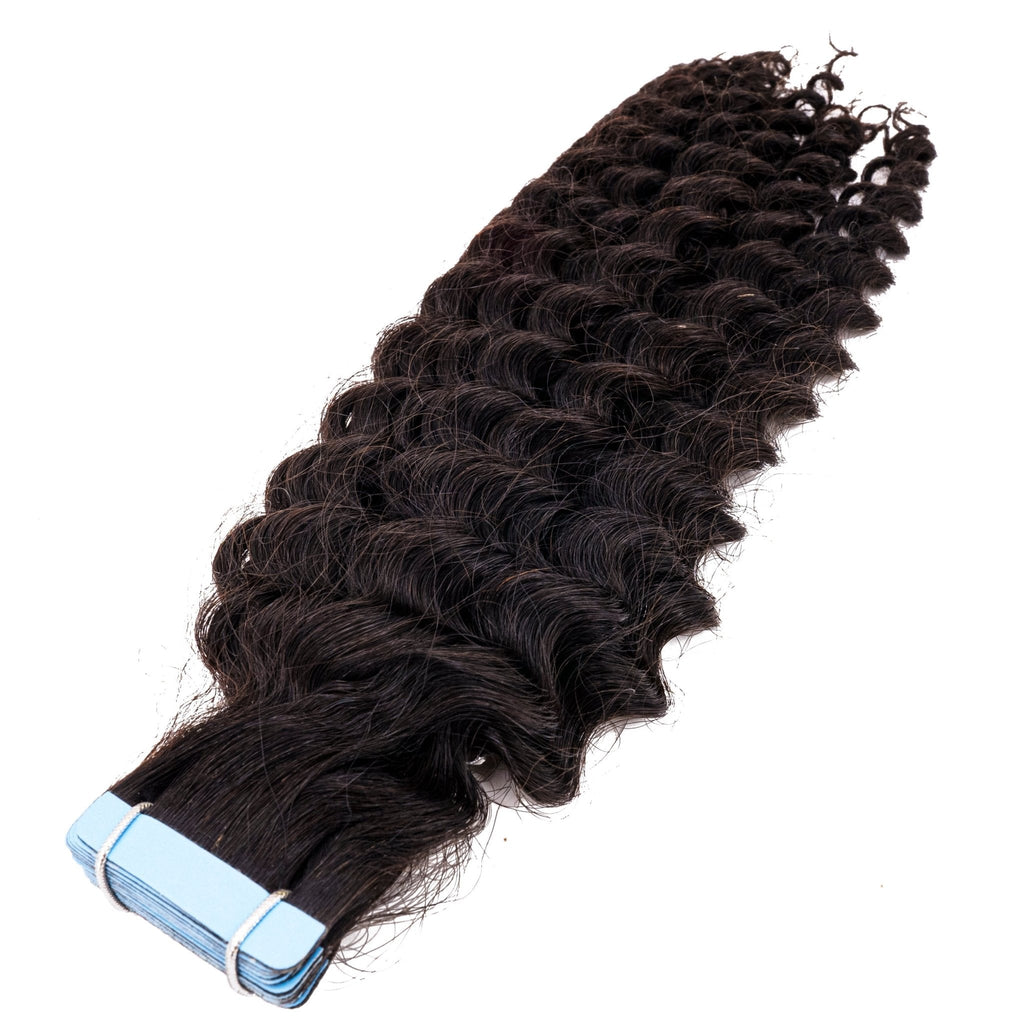 Kinky Curly 100% Human Hair Tape In Extensions by Private Label
