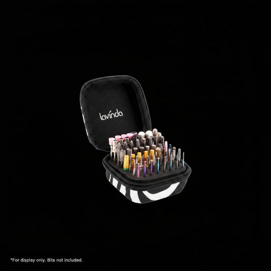 Nail Drill Bit Holder Case – Zebra Print – 64-Hole Dustproof by Lavinda