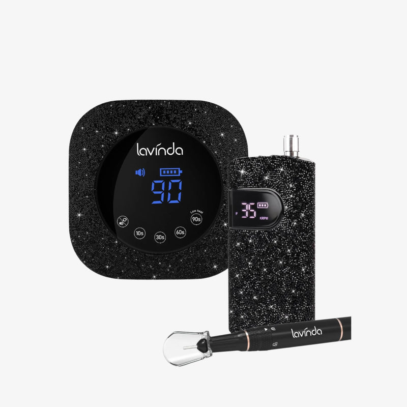 Crown™ Nail Lamp & Wand™ Nail Drill Bundle – Black Diamond by Lavinda