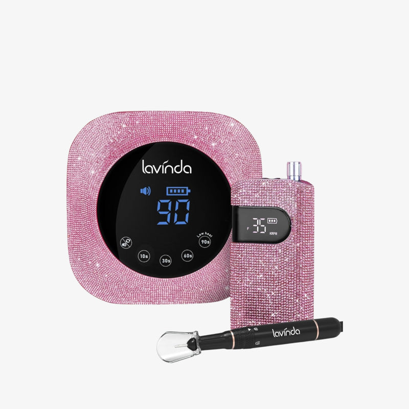 Crown™ Nail Lamp & Wand™ Nail Drill Bundle – Pink Diamond by Lavinda
