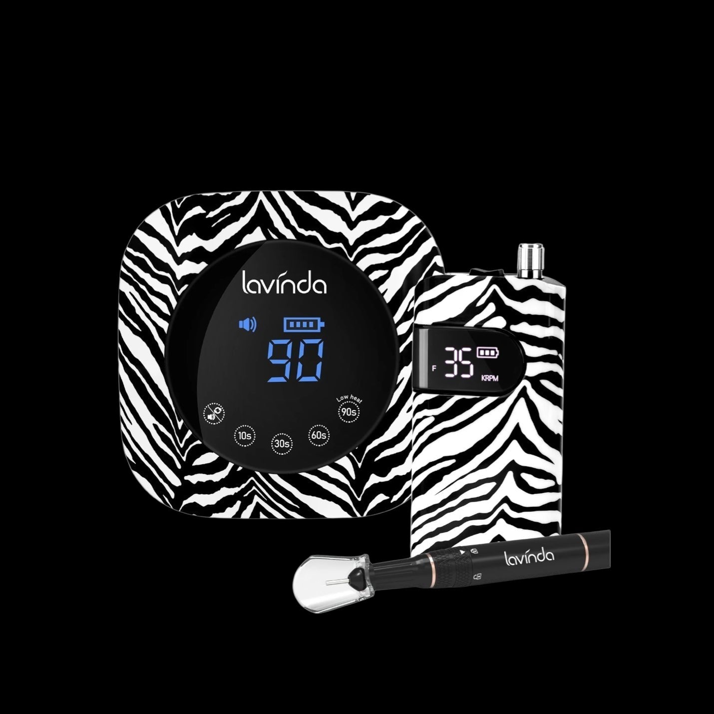 Crown™ Nail Lamp & Wand™ Nail Drill Bundle – Zebra Print by Lavinda