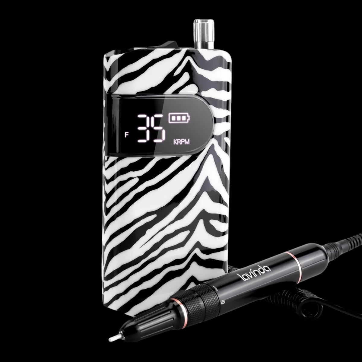 Wand™ Nail Drill - Zebra Print - 35,000 RPM Rechargeable by Lavinda