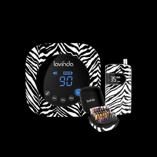 Zebra Print Complete Set – Nail Lamp, Nail Drill & Bit Holder by Lavinda