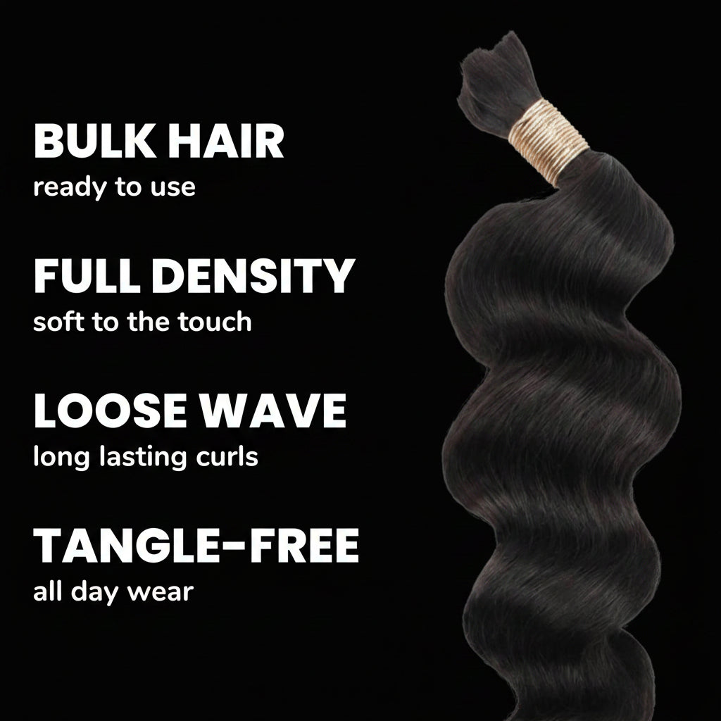 Loose Wave Bulk 100% Human Braiding Hair by Private Label