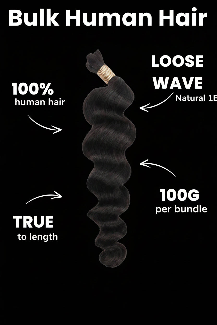 Loose Wave Bulk 100% Human Braiding Hair by Private Label