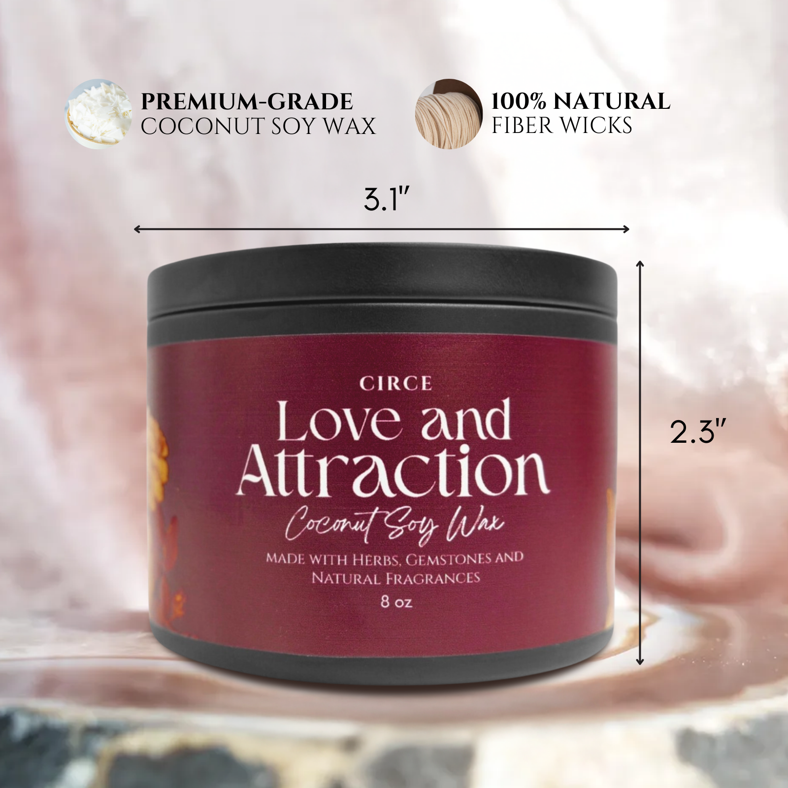 Love & Attraction Candle — 8‑oz Romantic Manifestation by Circe Boutique