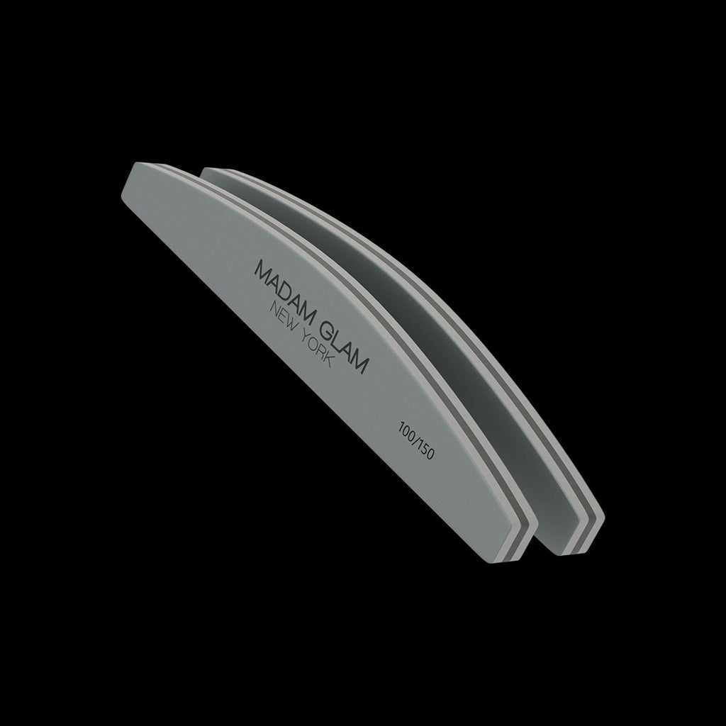 Half Moon Shape 100/150 Grit Nail Buffer by Madam Glam