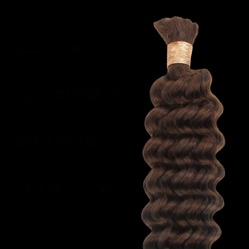 Medium Brown Deep Wave Color 4 Bulk 100% Human Braiding Hair by Private Label