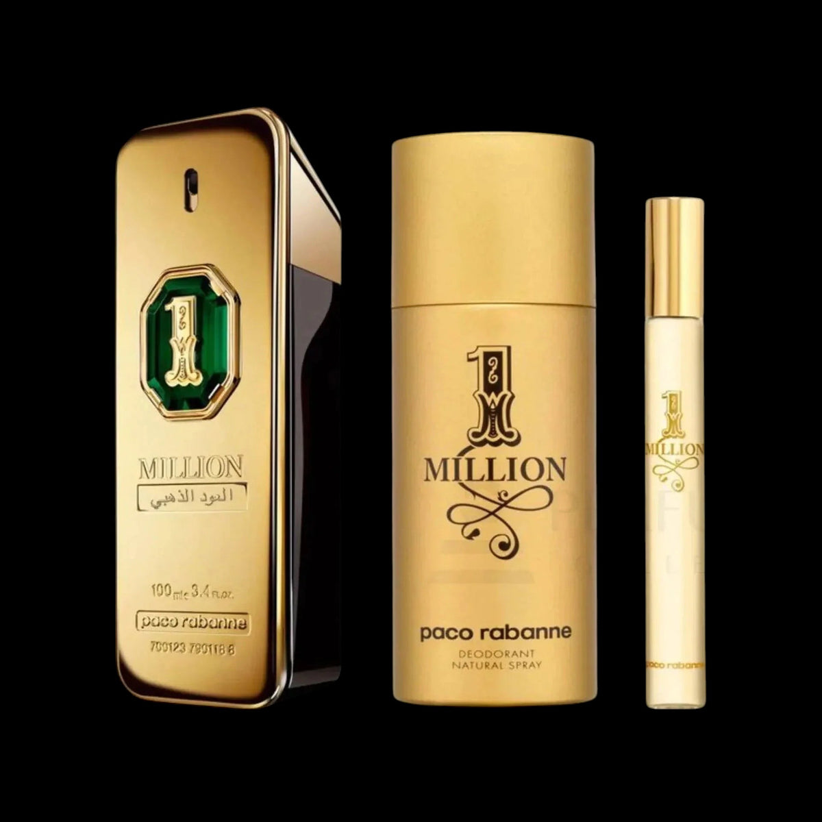 1 Million Gold Oud By Paco Rabanne For Men 3Pcs Set Parfum Spray by perfumesandrea