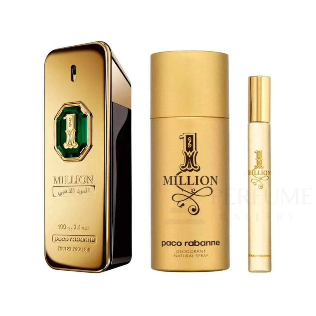 1 Million Gold Oud By Paco Rabanne For Men 3Pcs Set Parfum Spray by perfumesandrea