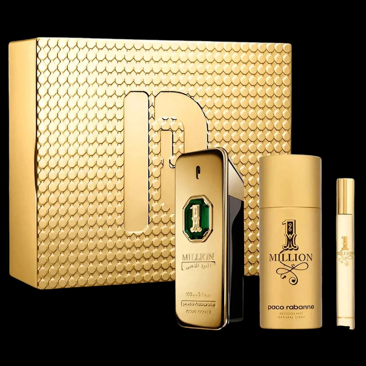 1 Million Gold Oud By Paco Rabanne For Men 3Pcs Set Parfum Spray by perfumesandrea
