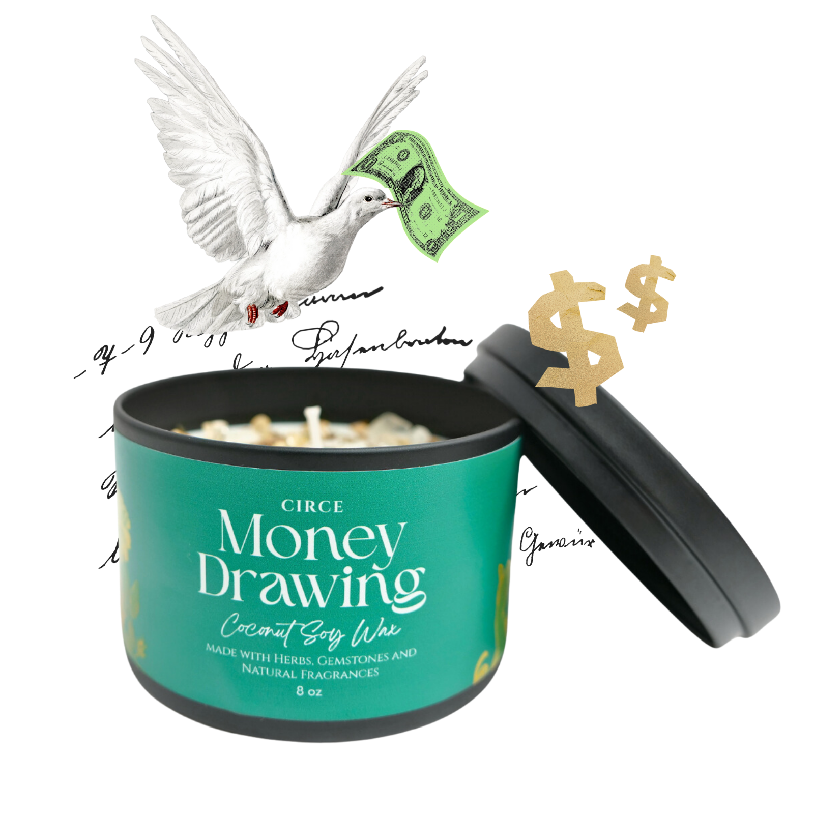 Money Drawing Prosperity Candle – 8‑oz Abundance Ritual Candle by Circe Boutique