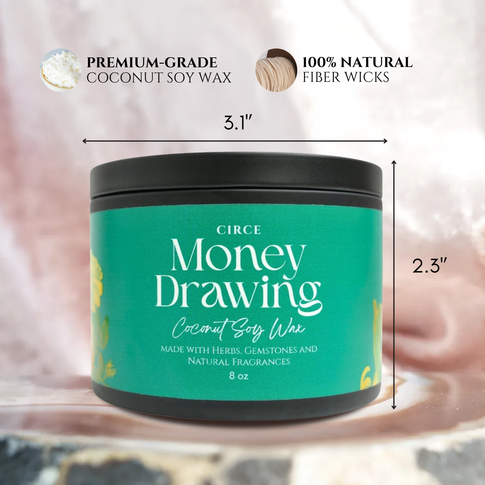 Money Drawing Prosperity Candle – 8‑oz Abundance Ritual Candle by Circe Boutique