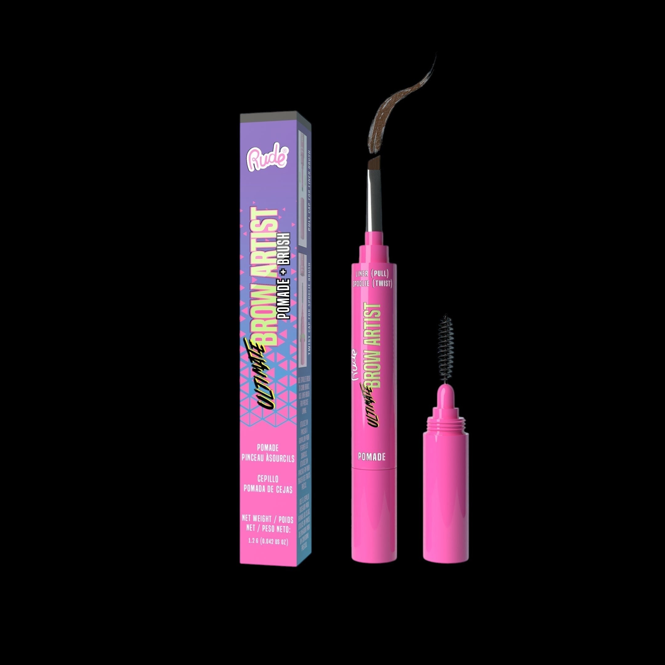 RUDE Ultimate Brow Artist Pomade and Brush - Neutral Brown by VYSN