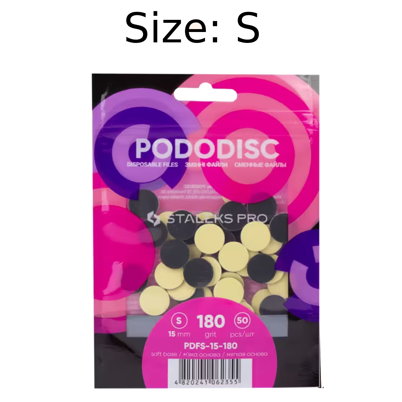 STALEKS Pro S Pododisc Disposable Files Soft Base for Pedicure Disc 15mm (50 Pcs) PDFS-15 by kvadrat store
