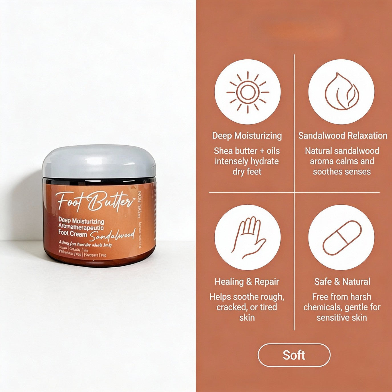 Sandalwood Foot Butter – Deep Moisturizing Foot Cream for Dry, Rough Skin by Foot Butter by Dr Ron