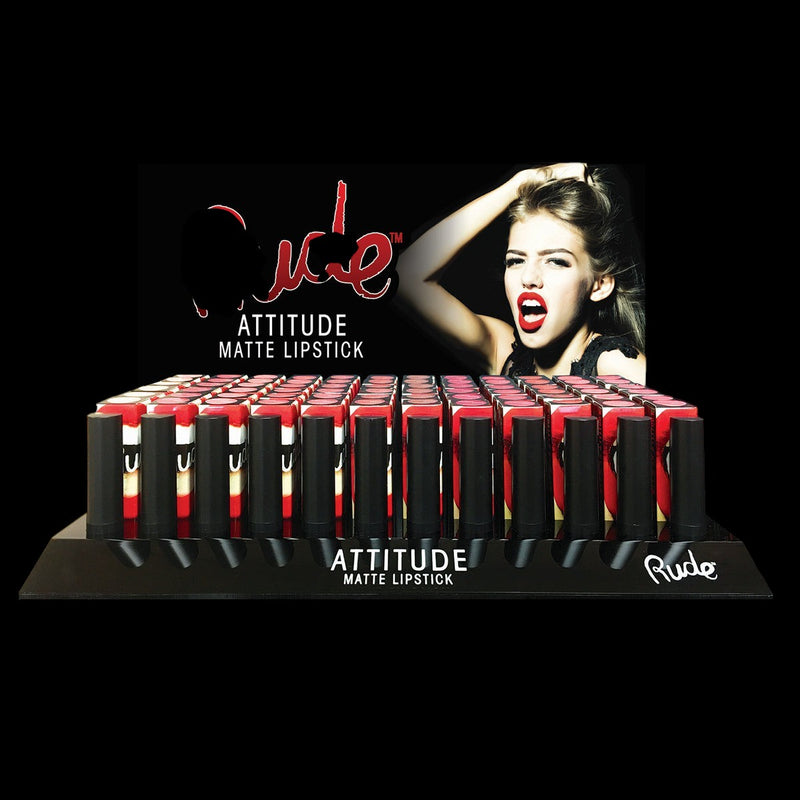 RUDE Attitude Matte Lipstick Acrylic Display Set A, 144 Pieces + 12 Testers by VYSN