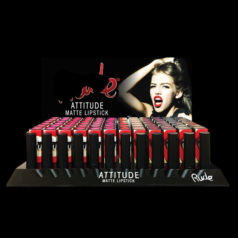 RUDE Attitude Matte Lipstick Acrylic Display Set B, 144 Pieces + 12 Testers by VYSN