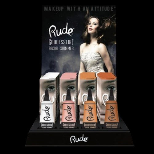 RUDE Goddesslike Facial Shimmer Acrylic Display Set, 48 Pieces + 4 Testers by VYSN