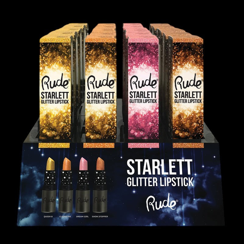 RUDE Starlett Lip Glitter Acrylic Display Set, 48 Pieces by VYSN