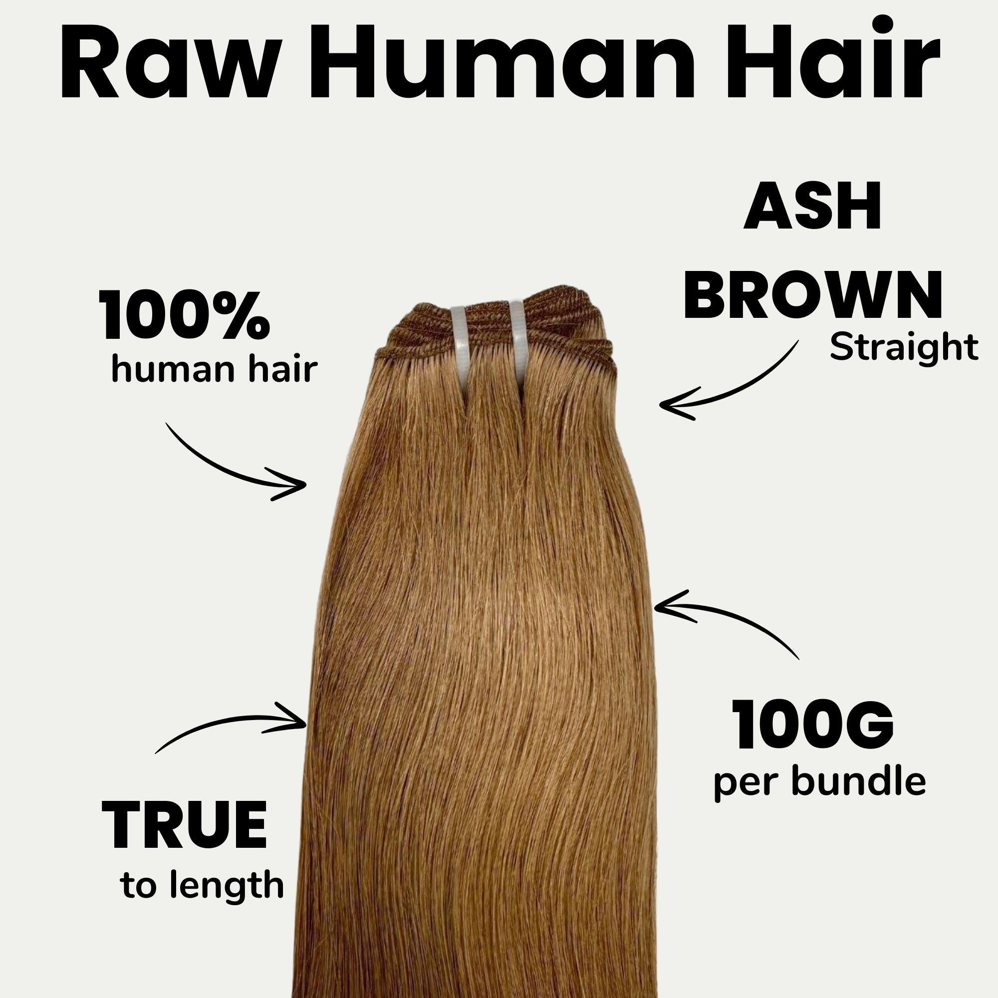 Raw Ash Brown Straight 100% Human Hair Bundles by Private Label