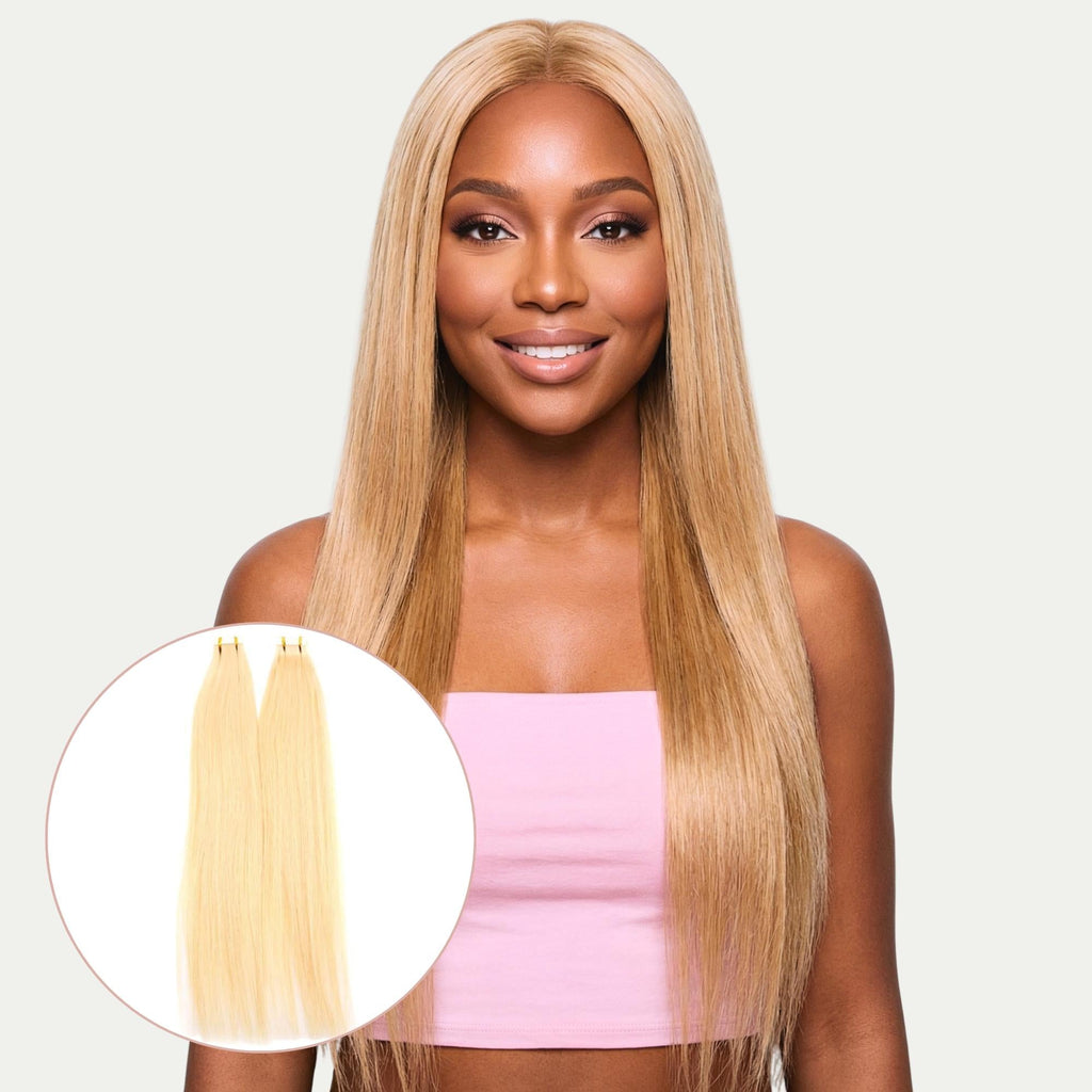 Raw Blonde Straight 100% Human Hair Tape In Extensions by Private Label