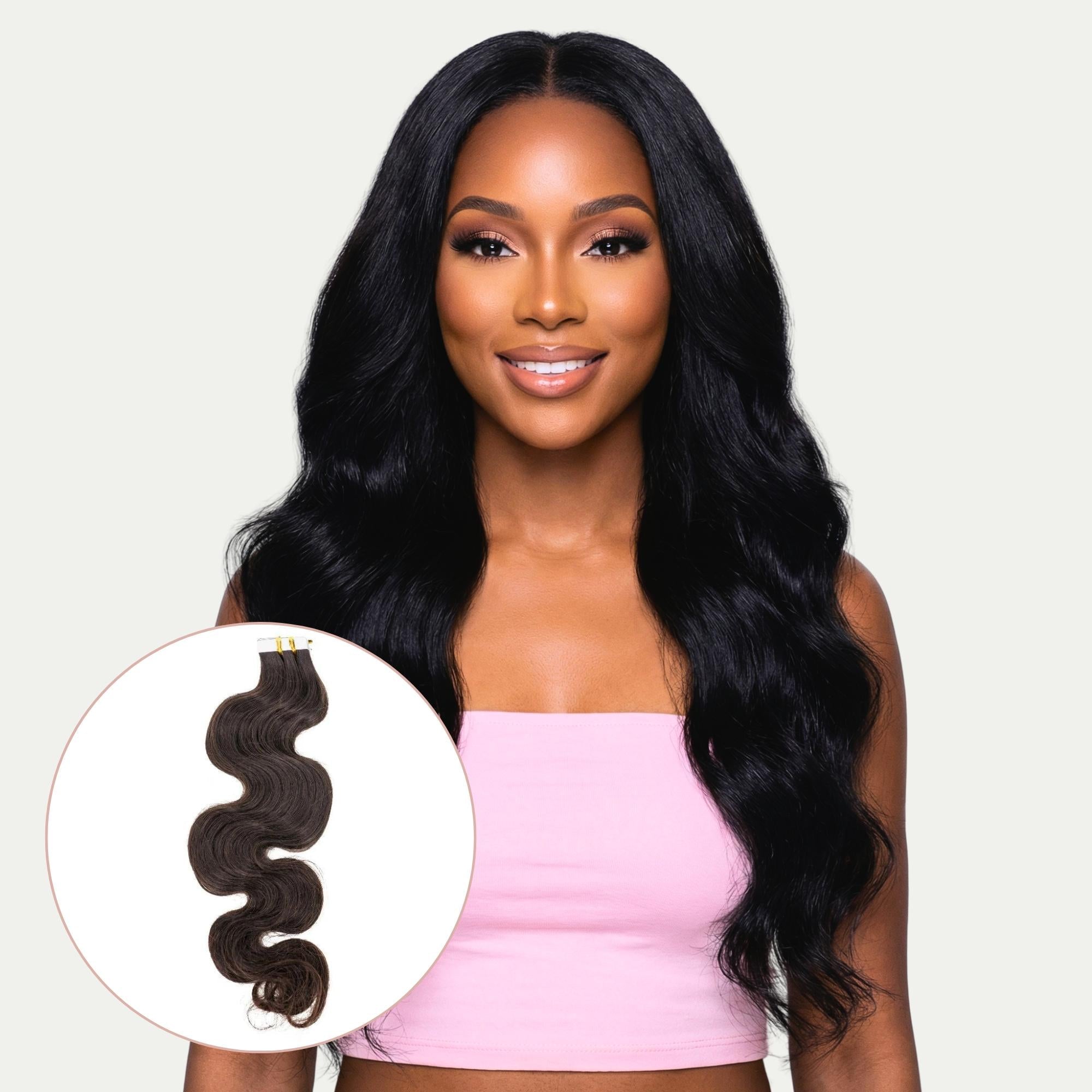Raw Body Wave 100% Human Hair Tape In Extensions by Private Label