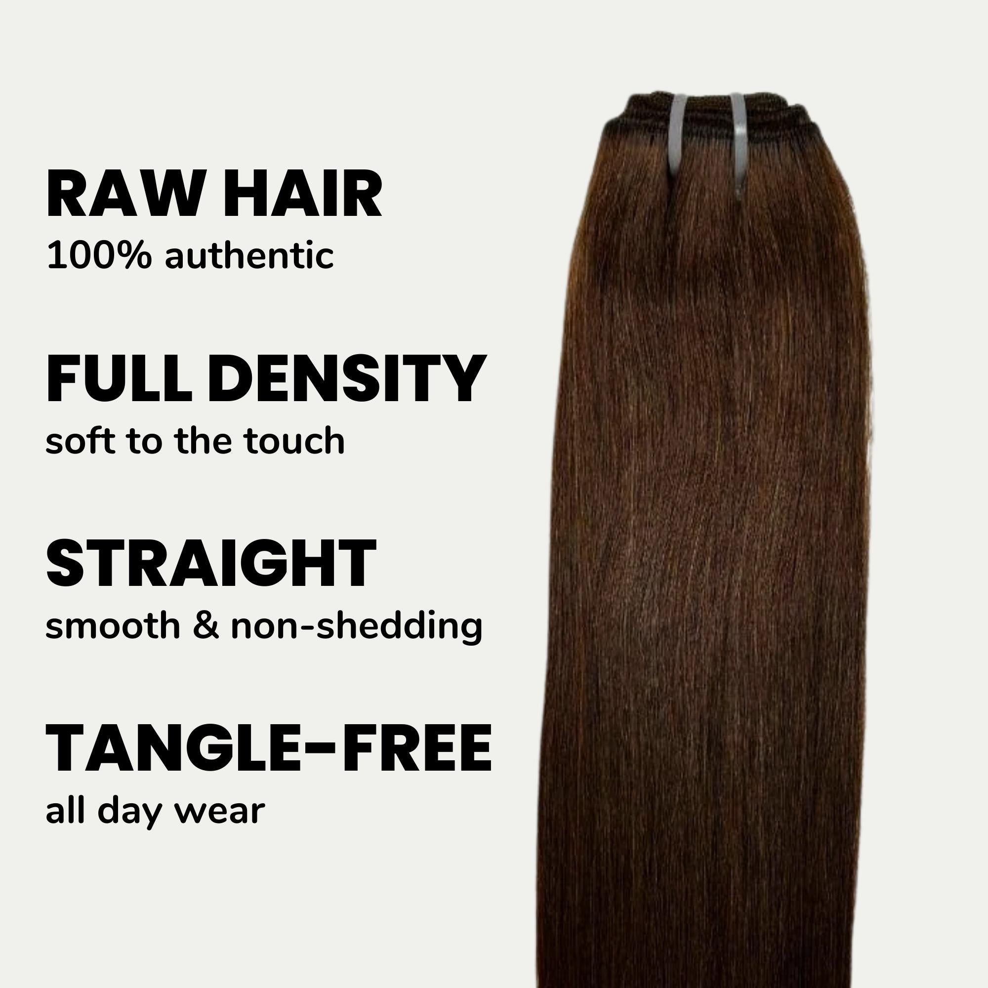 Raw Dark Brown Straight 100% Human Hair Bundles by Private Label