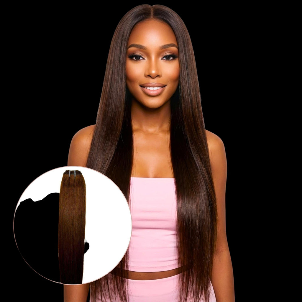 Raw Dark Brown Straight 100% Human Hair Bundles by Private Label