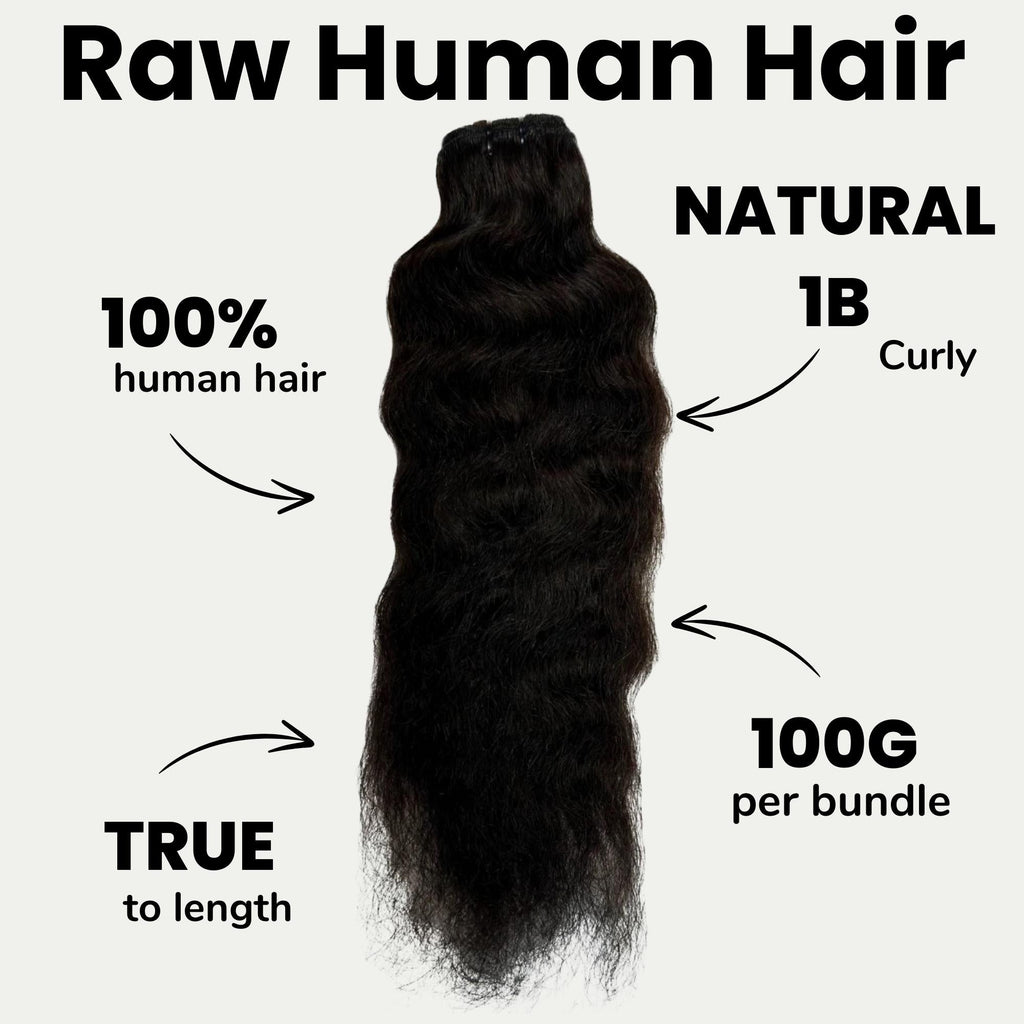Raw Indian Curly 100% Human Hair Bundles by Private Label