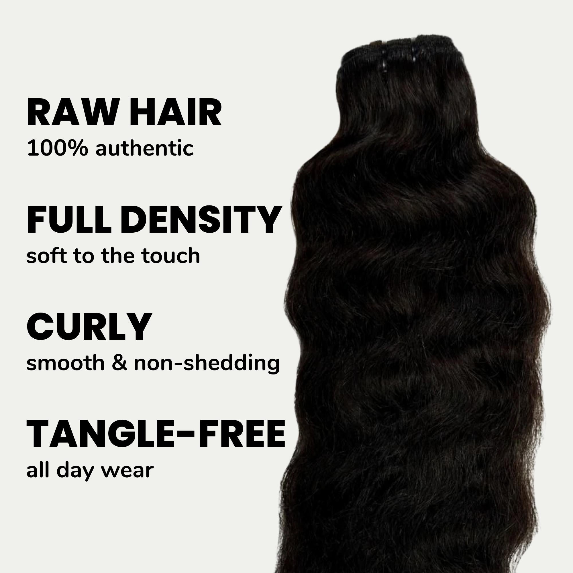 Raw Indian Curly 100% Human Hair Bundles by Private Label