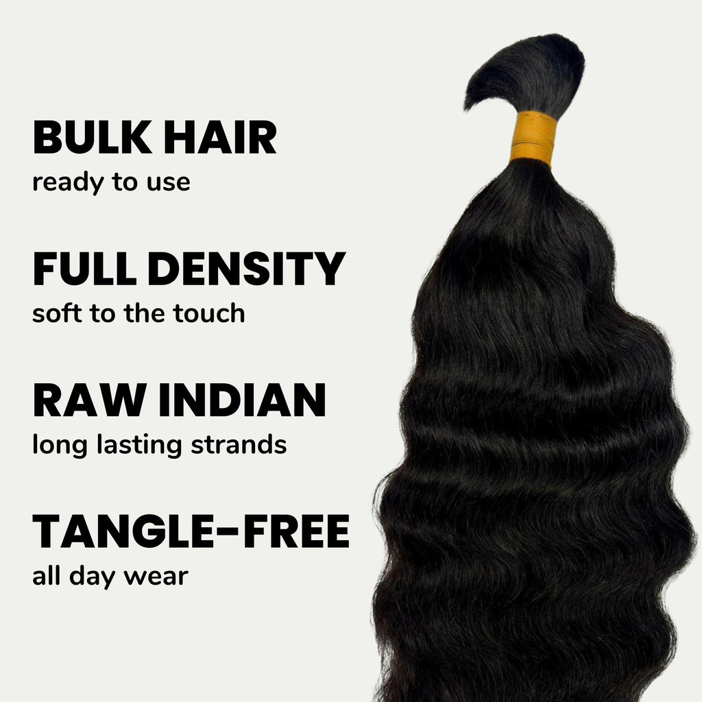 Raw Indian Curly Bulk 100% Human Braiding Hair by Private Label