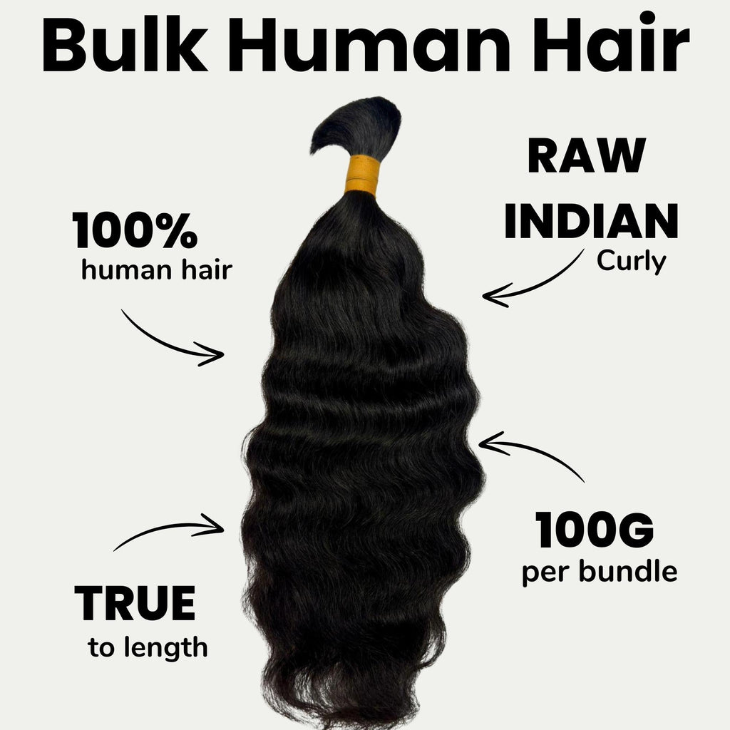 Raw Indian Curly Bulk 100% Human Braiding Hair by Private Label