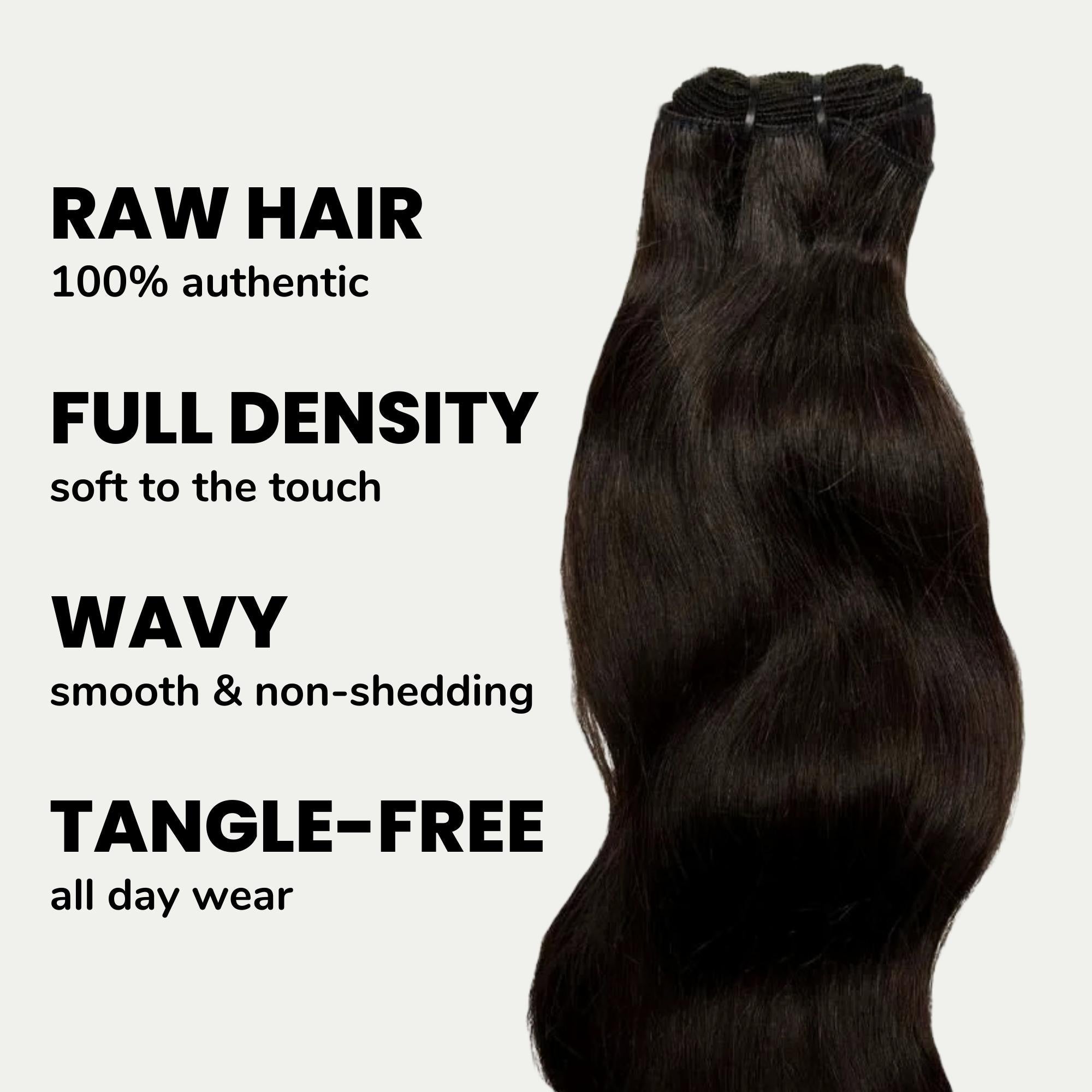 Raw Indian Wavy 100% Human Hair Bundles by Private Label