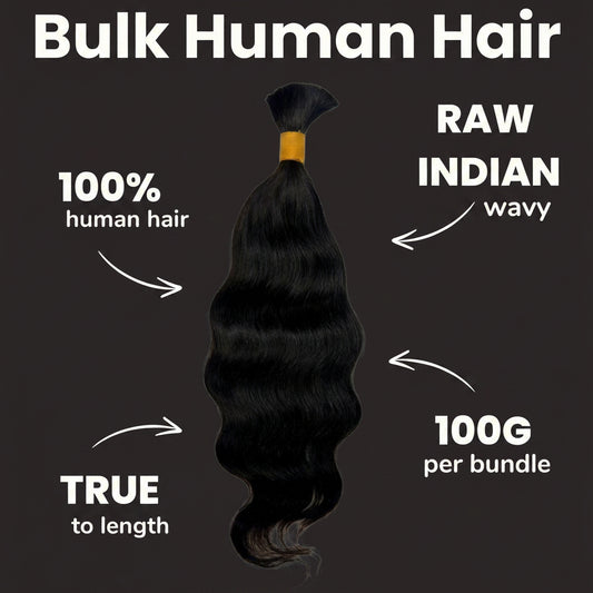 Raw Indian Wavy Bulk 100% Human Braiding Hair by Private Label