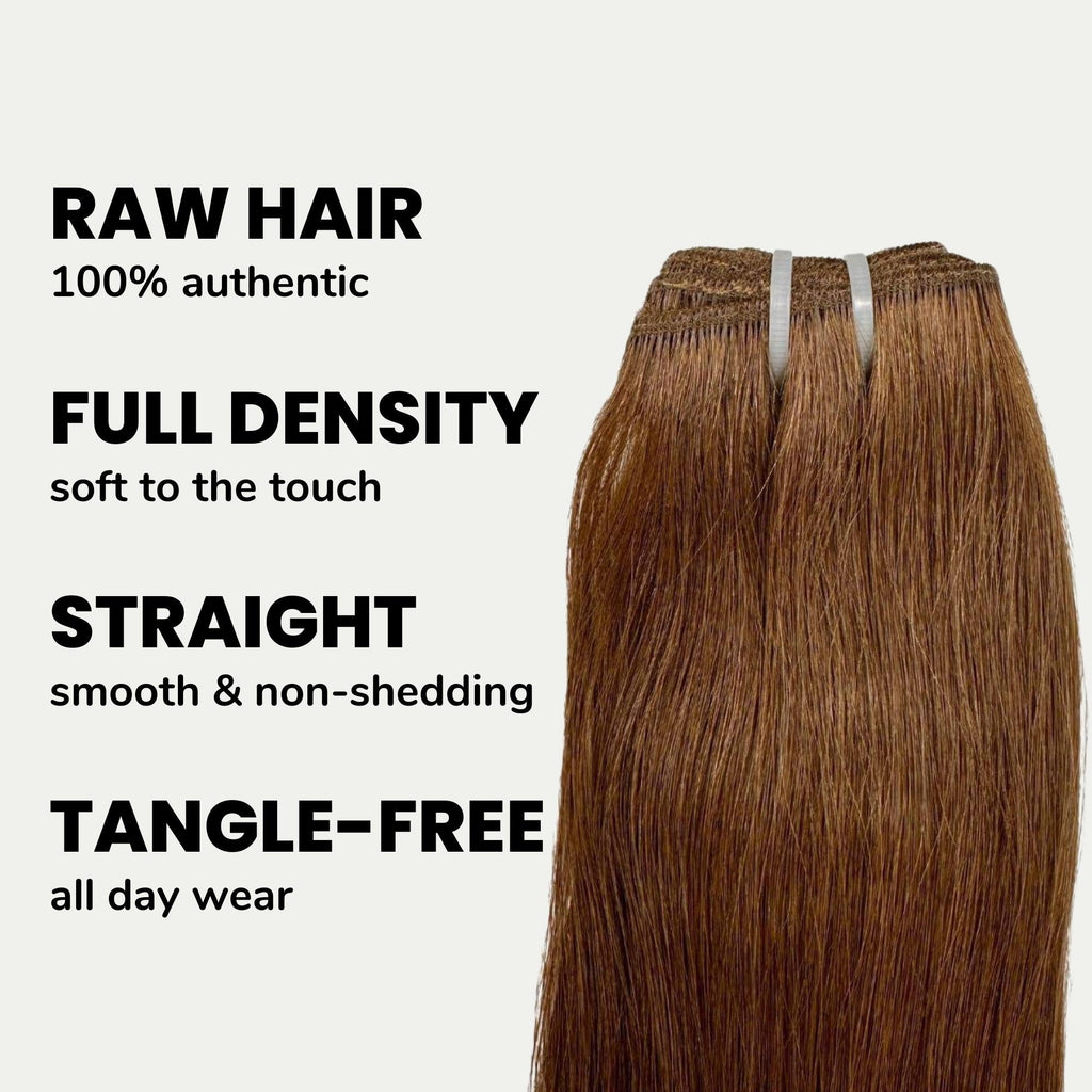Raw Medium Brown Straight 100% Human Hair Bundles by Private Label