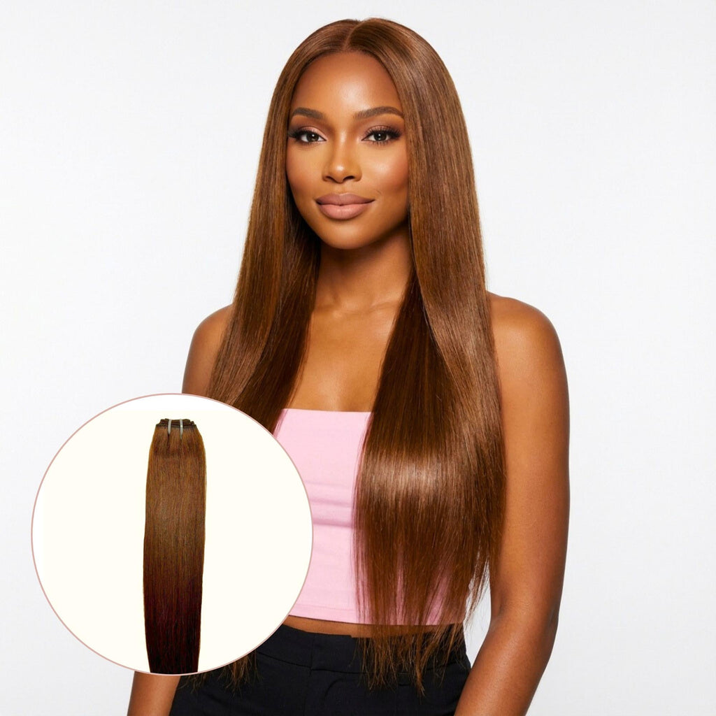 Raw Medium Brown Straight 100% Human Hair Bundles by Private Label