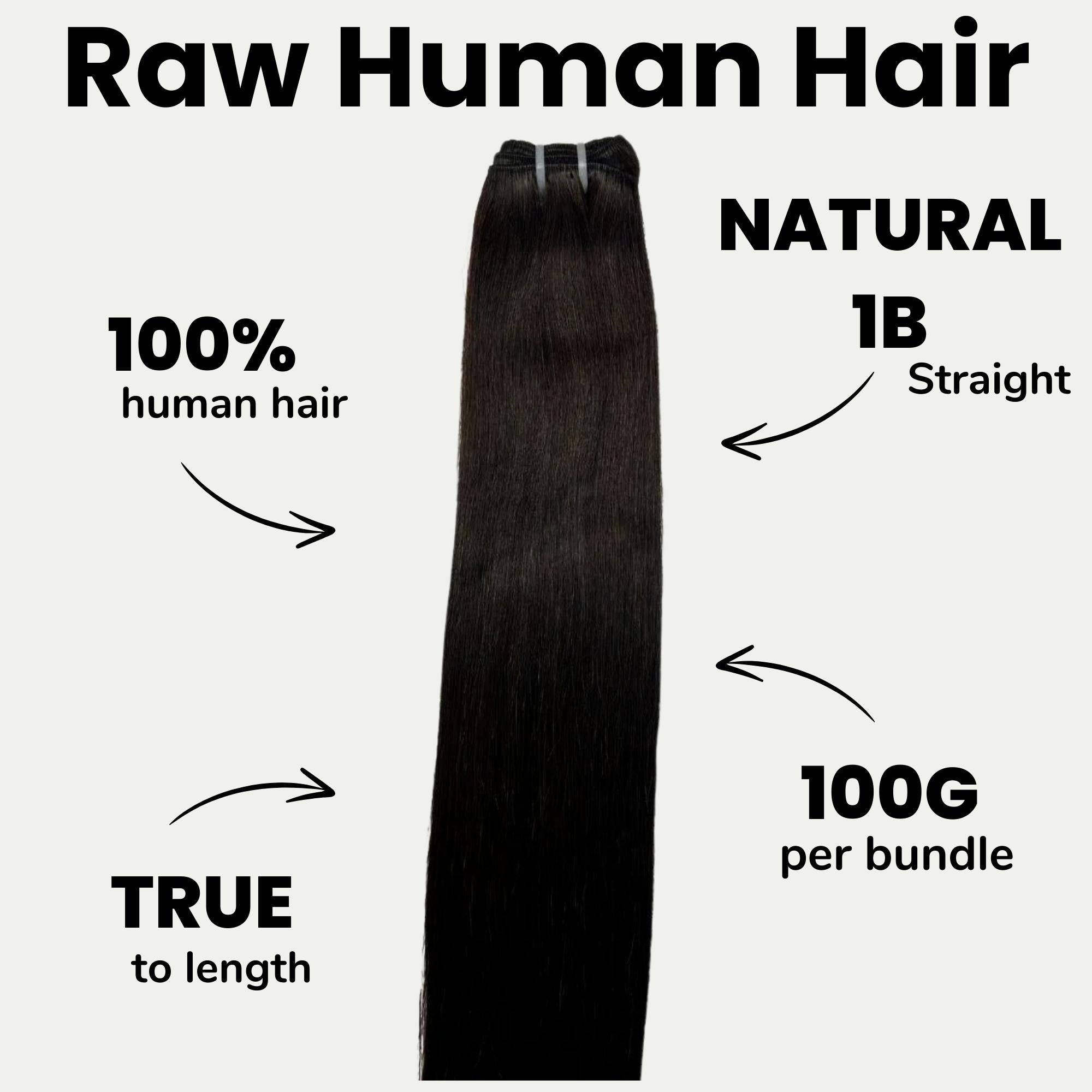 Raw Natural Black Straight 100% Human Hair Bundles by Private Label