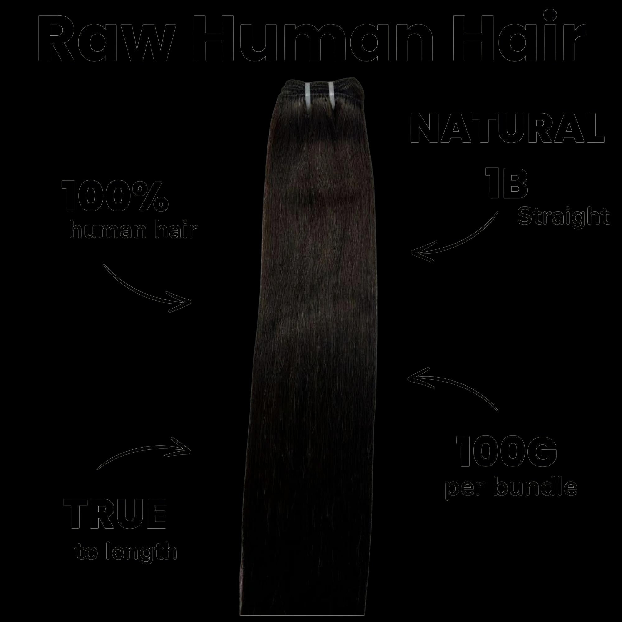 Raw Natural Black Straight 100% Human Hair Bundles by Private Label