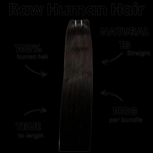 Raw Natural Black Straight 100% Human Hair Bundles by Private Label