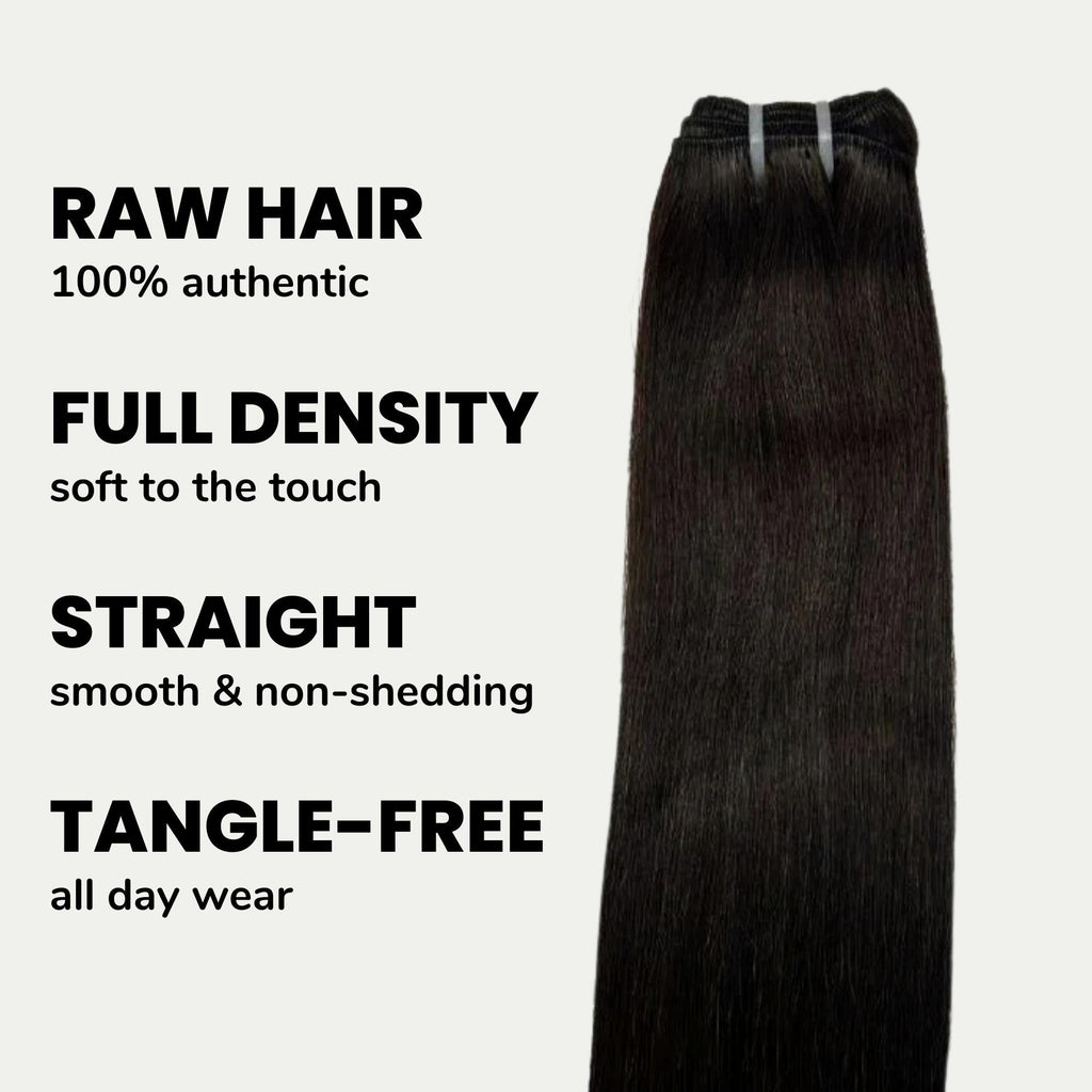 Raw Natural Black Straight 100% Human Hair Bundles by Private Label