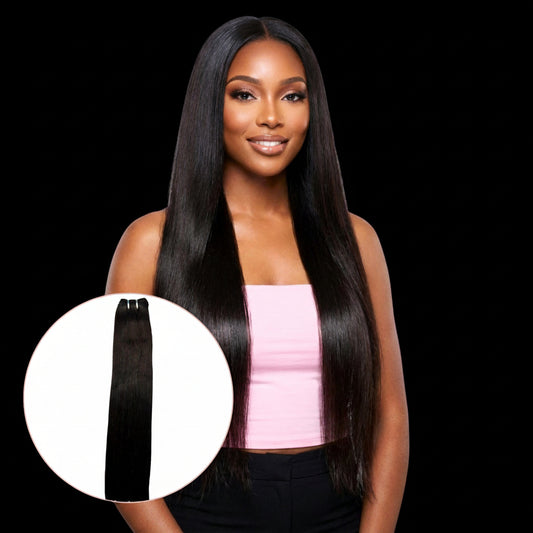 Raw Natural Black Straight 100% Human Hair Bundles by Private Label