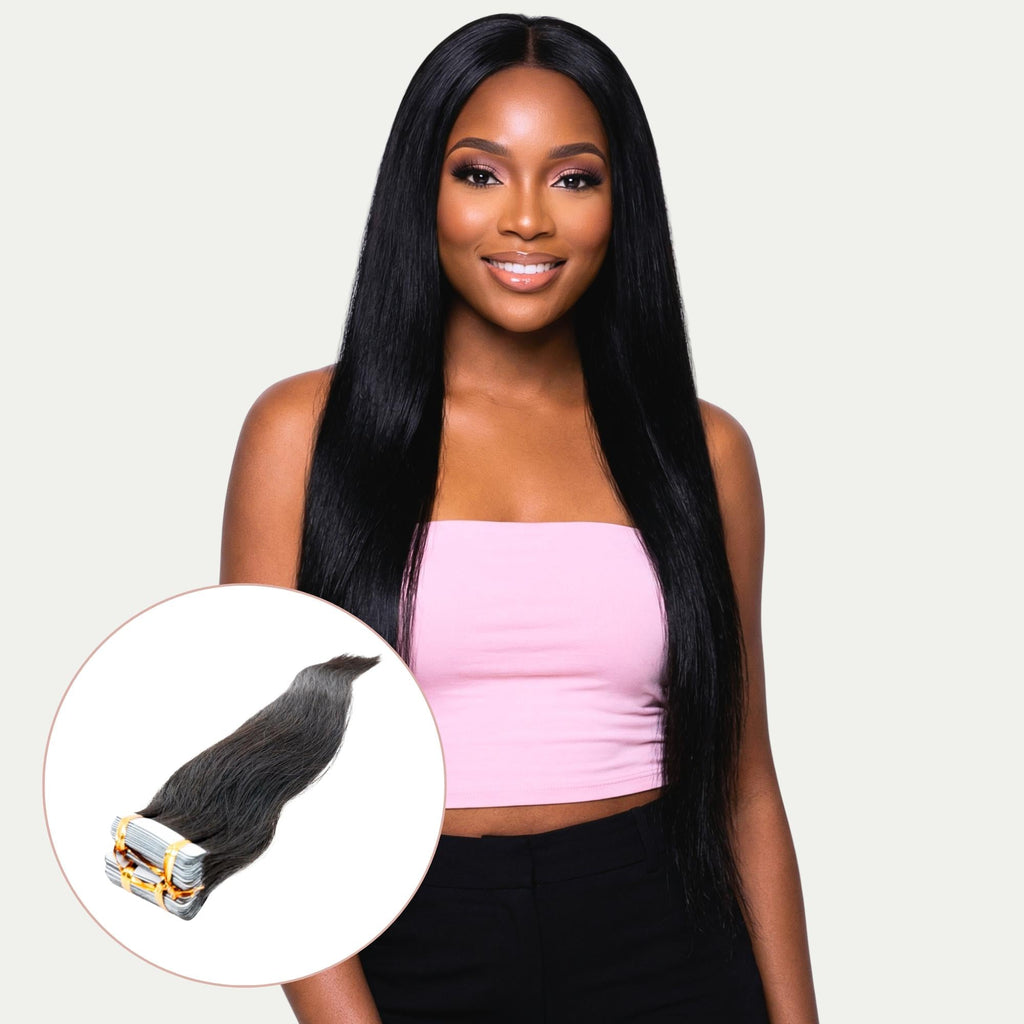 Raw Straight 100% Human Hair Tape In Extensions by Private Label
