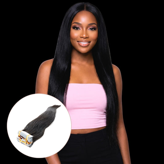 Raw Straight 100% Human Hair Tape In Extensions by Private Label