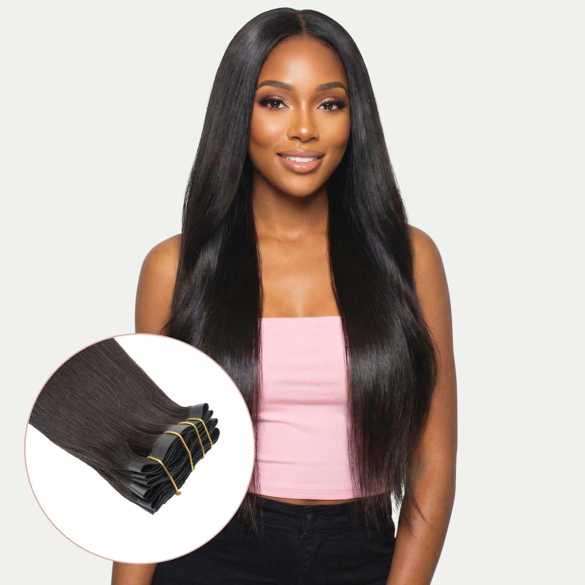 Raw Straight Seamless Clip-In 100% Human Hair Extensions by Private Label