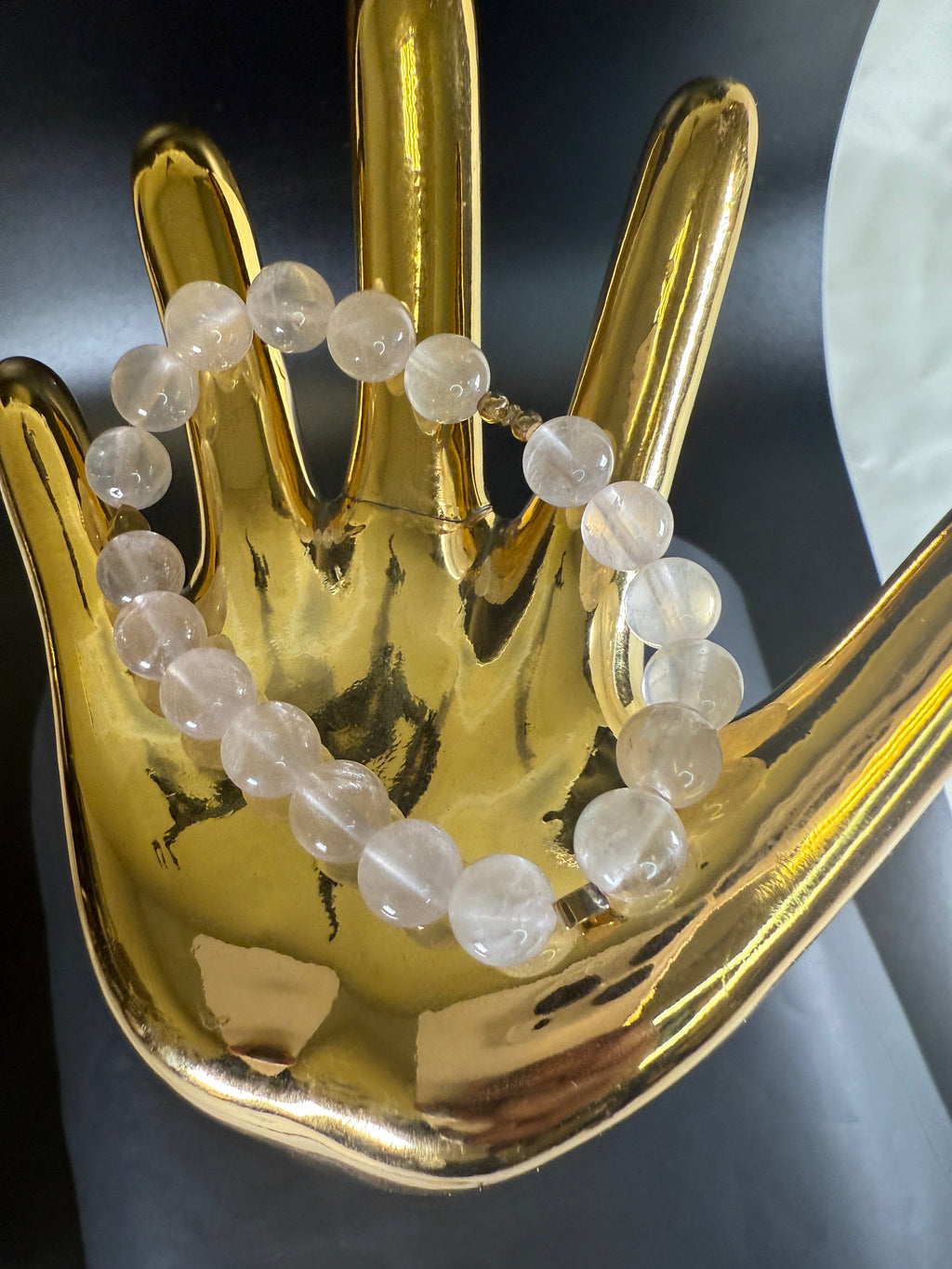 Natural Rose Quartz Handmade Bracelet with 14K GF Detail by The Good Shaman