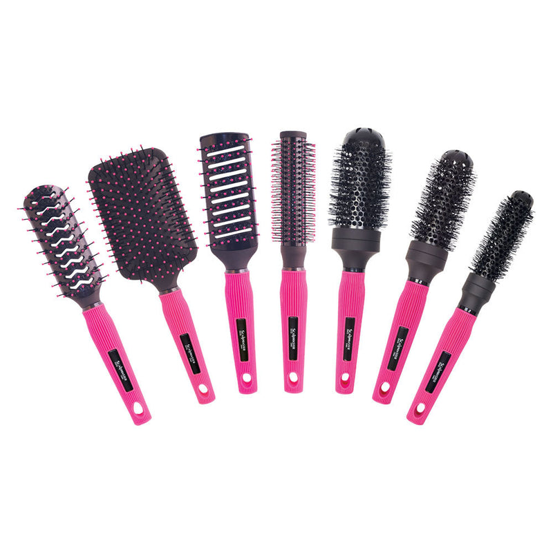 Scalpmaster Rebel Collection 7pc Brush Set, Pink by Beauty Supply 123 Outlet