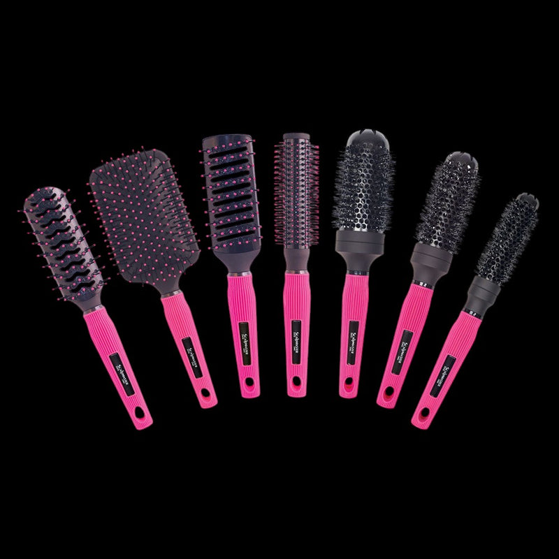 Scalpmaster Rebel Collection 7pc Brush Set, Pink by Beauty Supply 123 Outlet