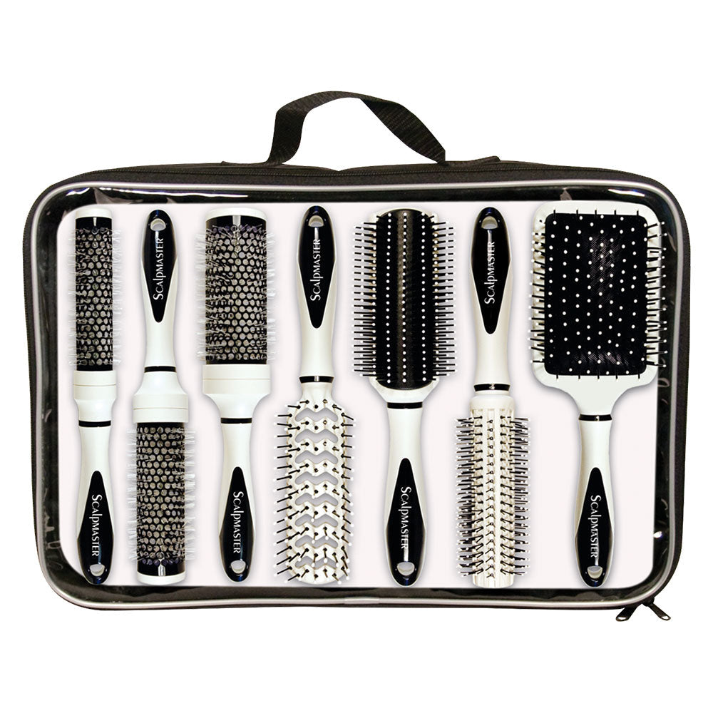 Scalpmaster 7pc Ceramic Brush Set W/ Carry Case by Beauty Supply 123 Outlet